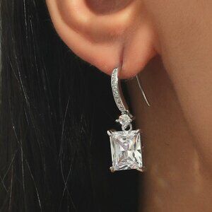 Emerald Cut Drop Dangle Earrings